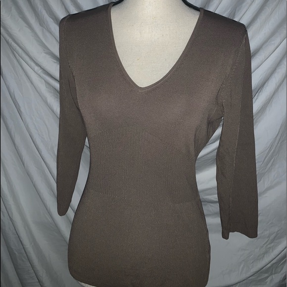 GEORGE Half Sleeve Sweater Top Color: Woodchip Size Small RN #111328